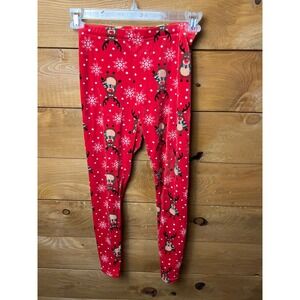 No Boundari Women Holiday Ugly Christmas Reindeer Snowflake Red Leggings M Loung